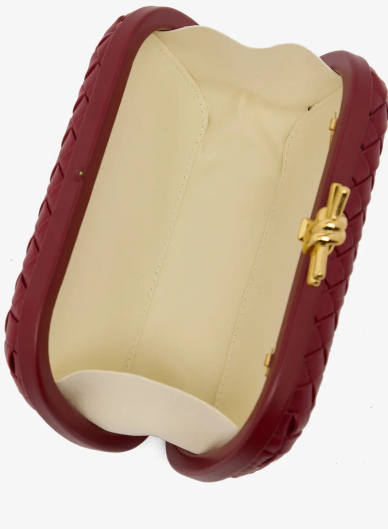 Namshi x Red Woven Textured Gold Accent Detailed Clutches for Women | Best Price UAE